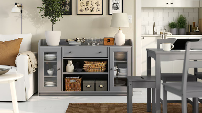 Coffee cups stored in a HAUGA sideboard