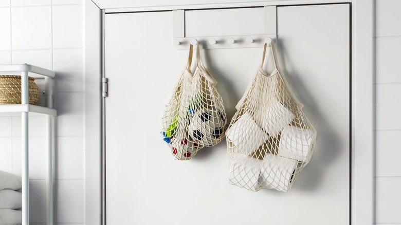 KUNGSFORS Mesh bags hanging from over-door hooks