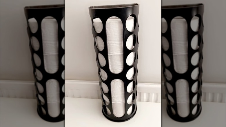 IKEA VARIERA Plastic Bag Dispenser repurposed as toilet paper holder