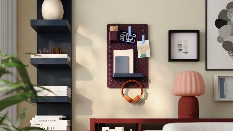 SKÅDIS pegboard on a wall in an office
