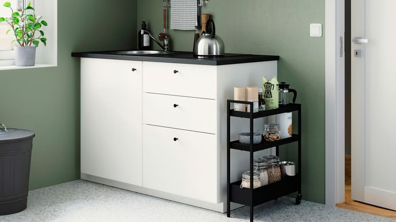 IKEA NISSAFOR cart used to store food in a kitchen.