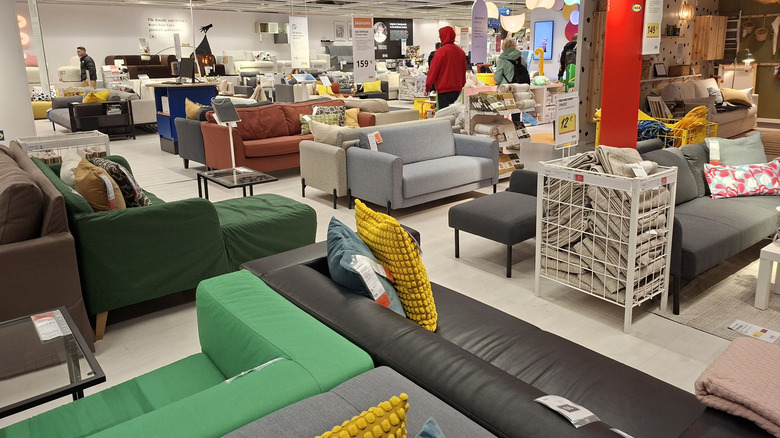 People milling about the furniture section in Ikea