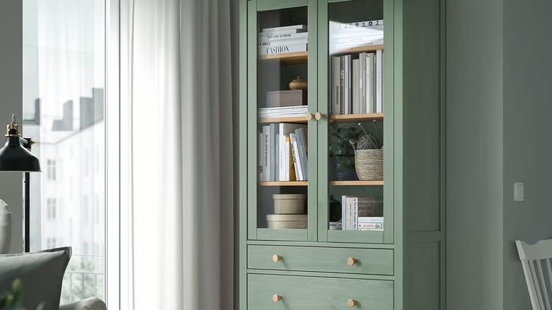 IKEA green HEMNES glass-door cabinet