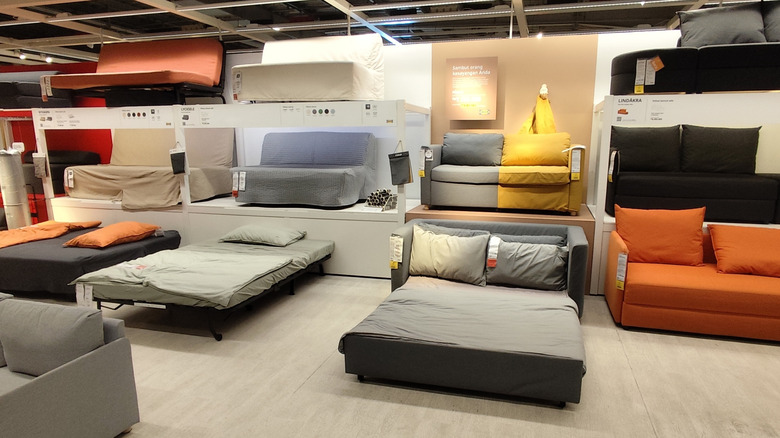 sleeper sofa area at an IKEA store
