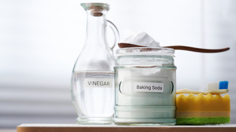 Baking soda and vinegar used to unclog a drain