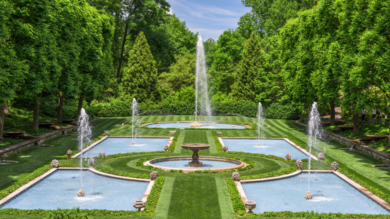 Longwood Gardens botanical gardens at the Italian water garden.