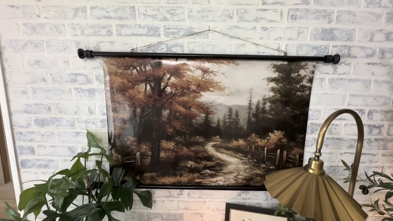 finished DIY Joanna Gaines tapestry dupe