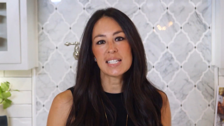 Joanna Gaines in a white kitchen