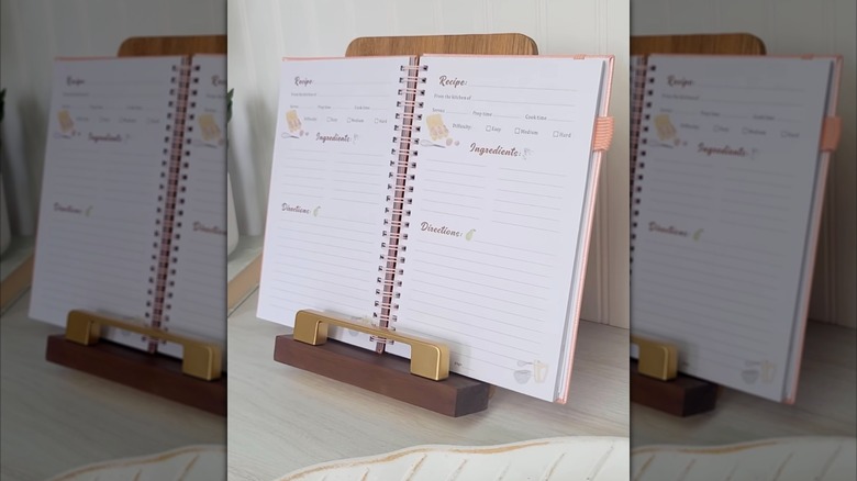DIY Dollar Tree wooden cookbook holder with recipe book