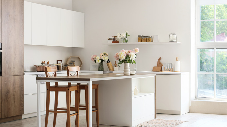 Modern kitchen with mixed material countertops