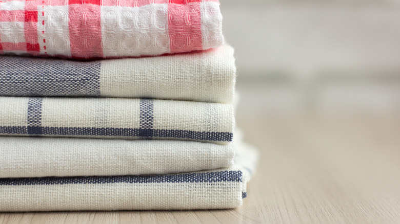 stacked kitchen towels