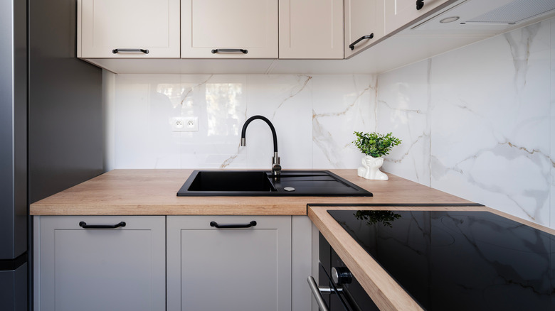 Small, minimal kitchen with very little counter space