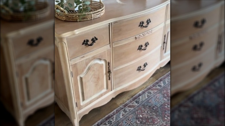 Natural wood dresser without paint