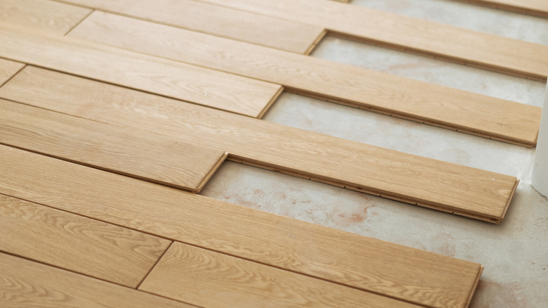 engineered hardwood floor laid down on concrete