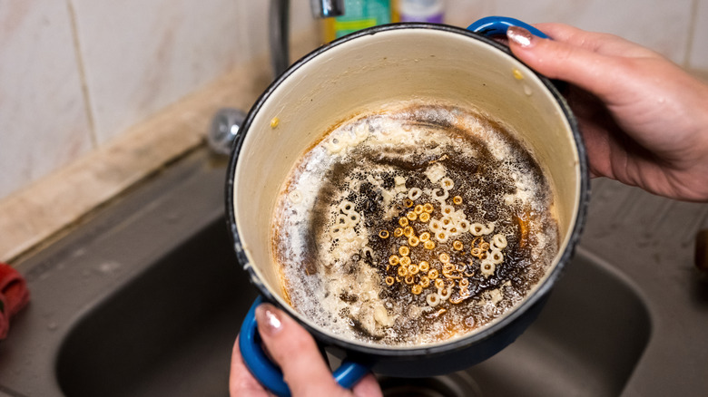 pan with burnt on food