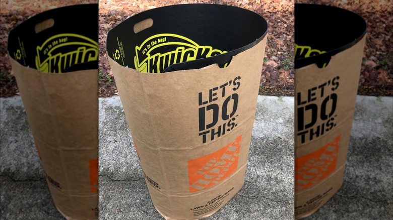 Kwickan inside a Home Depot paper bag