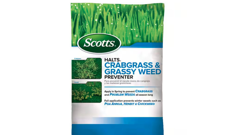 A bag of Scotts Crabgrass Preventer.