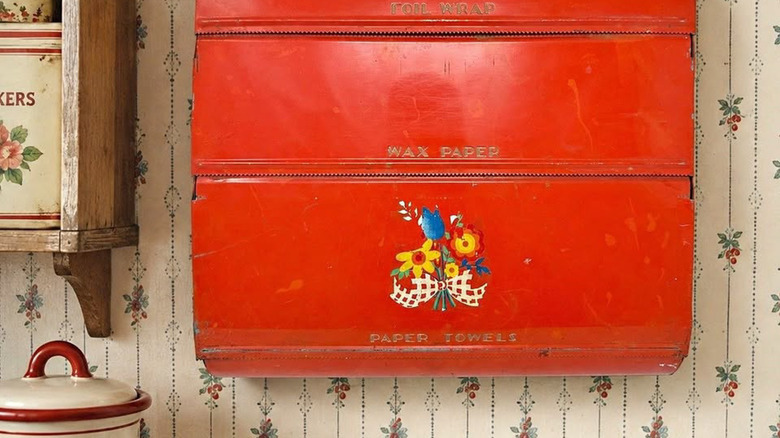 Bright red vintage tri-roll dispenser