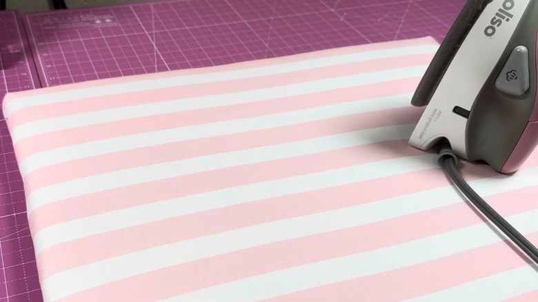 Homemade ironing board pink and white stripe