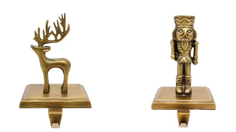 Michaels Antique Gold Reindeer and Nutcracker Stocking Holders