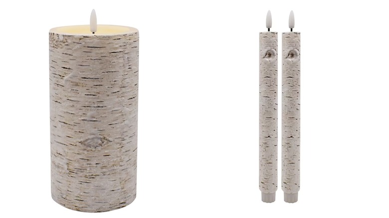 Michaels birch LED pillar and taper candles