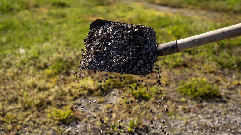 A shovel in the midst of site preparation work