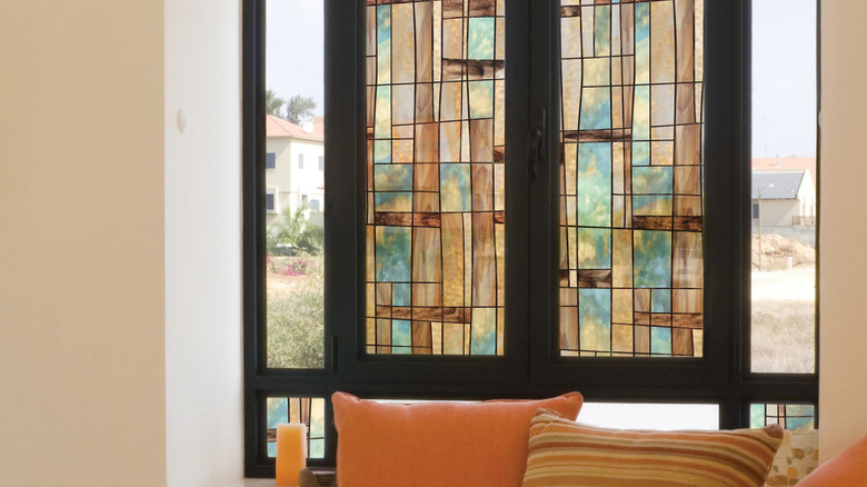 Brown and blue City Lights window film from Artscape