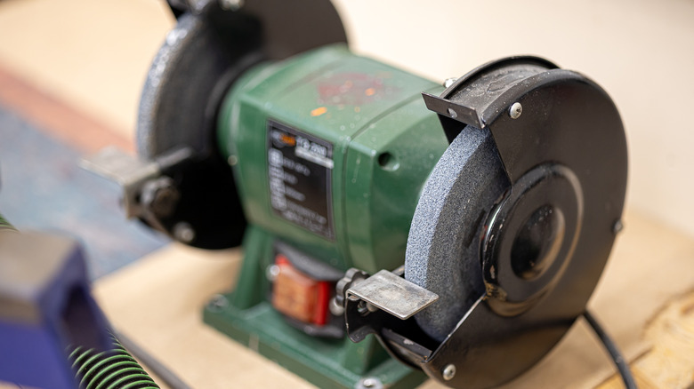 A classic bench grinder