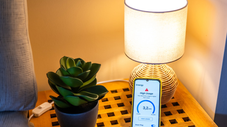 A lamp attached to a smart plug