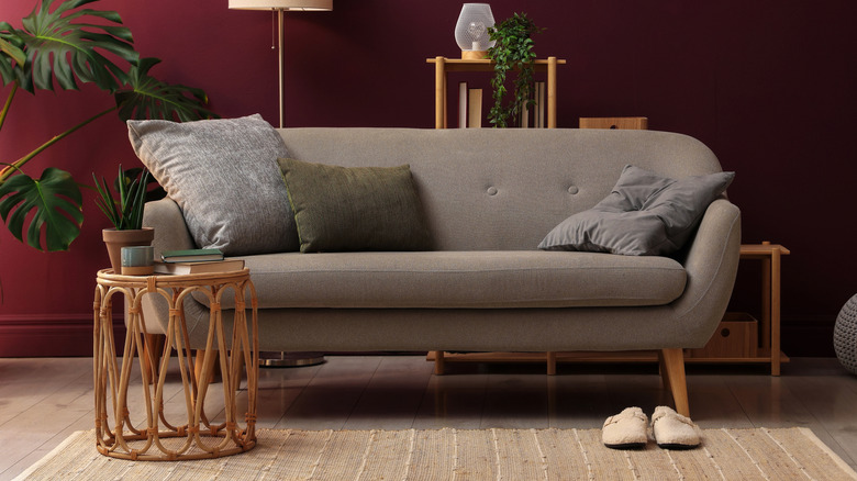 Living room with gray couch