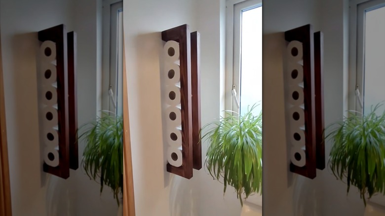 DIY mounted toilet paper storage