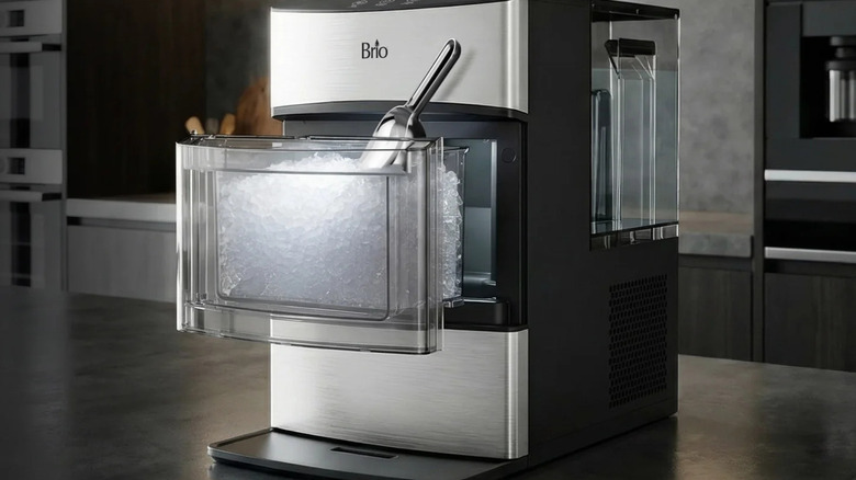 The Brio 740i nugget ice maker on a kitchen counter