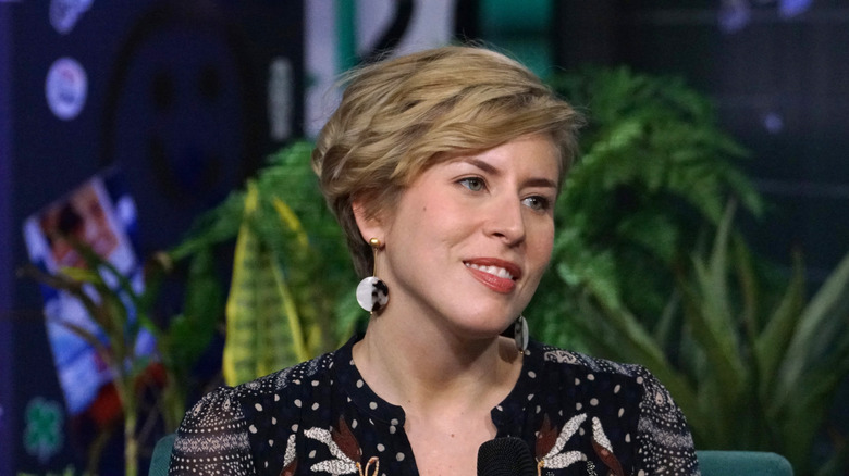 Erin Napier with a microphone