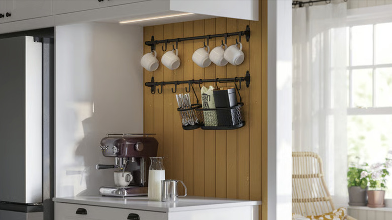IKEA HULTARP with coffee in it hanging above a countertop