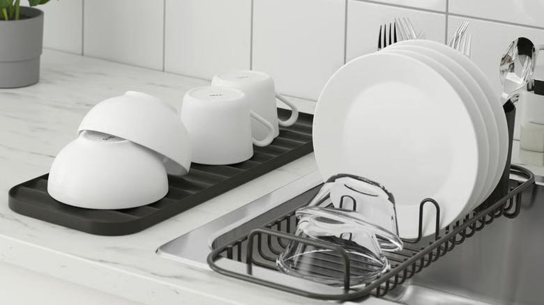 IKEA LILLHAVET dish rack separated in two parts near a sink