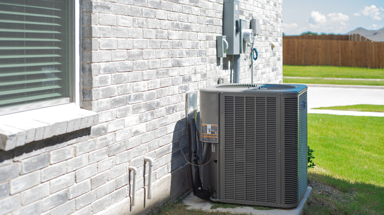 exterior HVAC unit on a slab