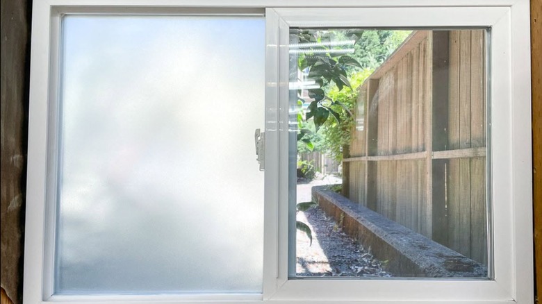 A window with contact paper on one side