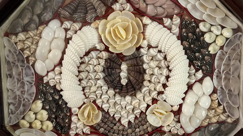 Closeup of a sailor's valentine.