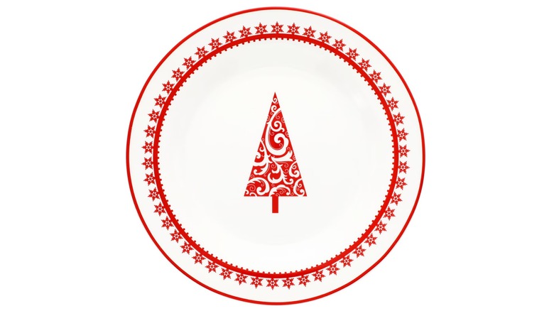 Royal Norfolk Christmas Tree Dinner Plate on white background