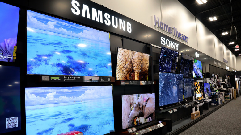 A selection of Samsung, Sony, and other new televisions