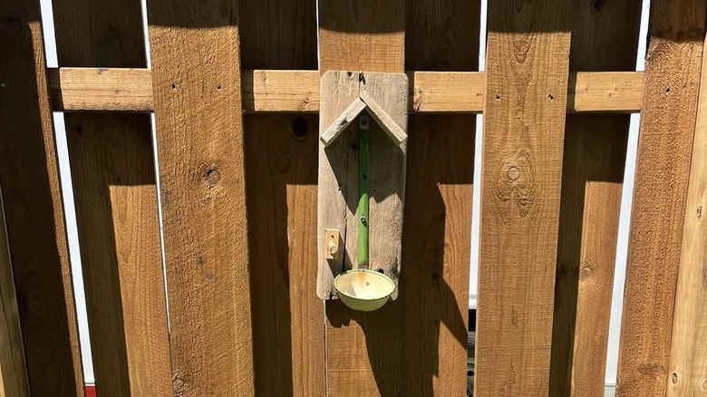 DIY ladle bird feeder