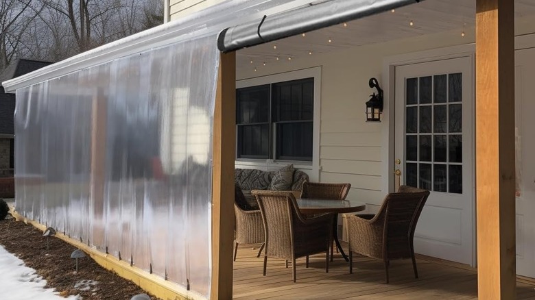 Maanta Outdoor Easy Clear Roller Blind over porch area