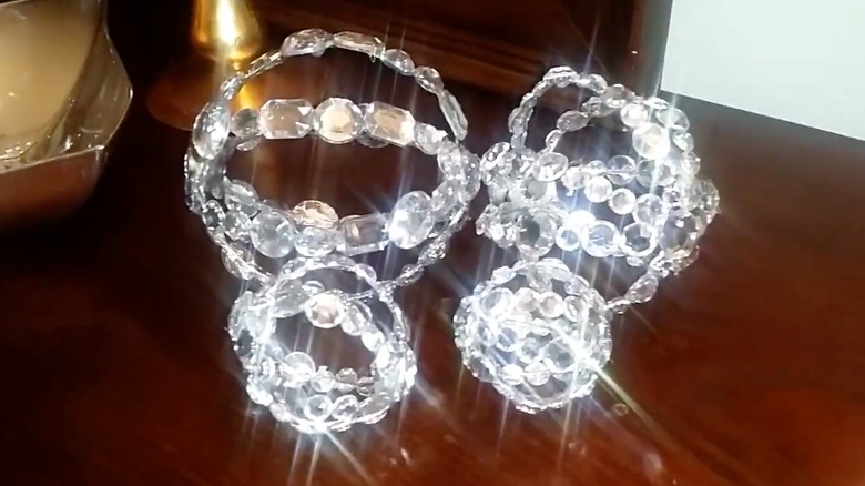 Gemstone centerpiece balls made from whisk tines