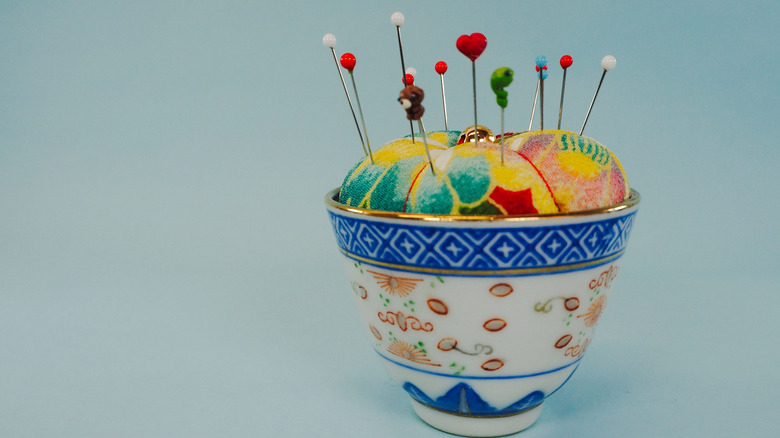 Teacup pincushion