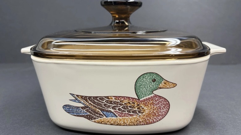 A photo of the duck pattern CorningWare dish