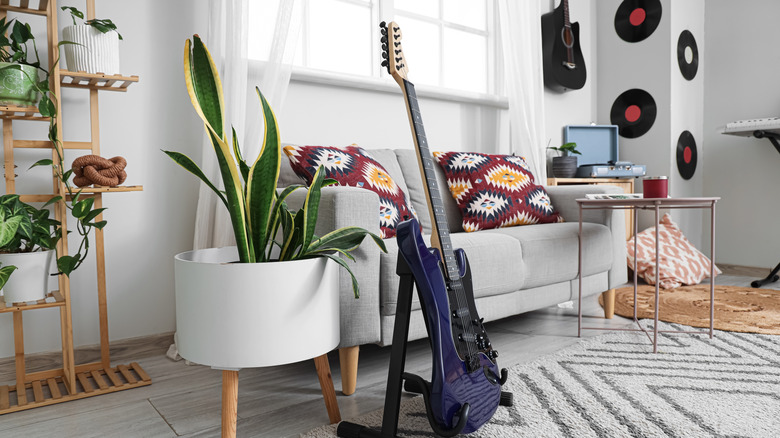 A music zone defined by instruments and vinyl records