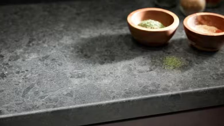 A beautiful dark gray shalestone counter.
