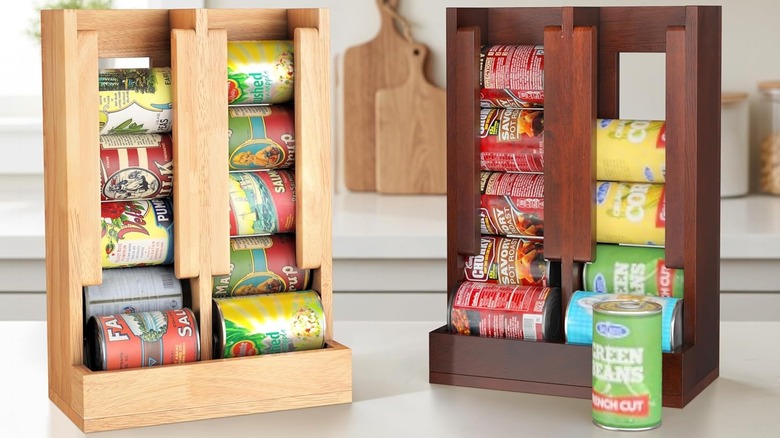 Canned food dispensers similar in principle to the paper towel dispenser