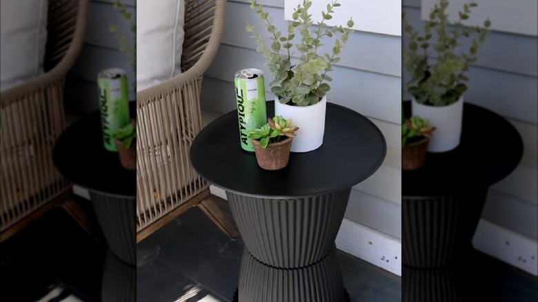 DIY patio cooler table made from planters