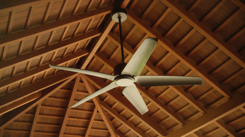 Ceiling fan on a covered patio.